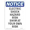 Signmission OSHA Notice Sign, 24" Height, Aluminum, Electric Shock Hazard Risk Swim Sign, Portrait OS-NS-A-1824-V-11640 - alternate 1